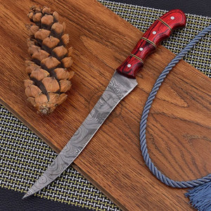 Hermosa Cuchilla de Filetear Damasco de 8 Pulgadas, Hoja Ambidestra, Mango de Madera, Hecha a Medida, Cuchillo de Caza, Pesca, Uso General y Cocina, NUEVO FRIENDS - Product Image 2