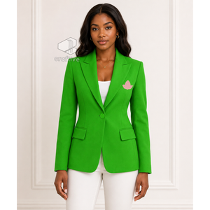 Alpha |   Kapa |   Blazer décontracté pour femme Alpha, à simple boutonnage, en tissu uni, avec revers cranté brodé, veste de costume ajustée - Product Image 5