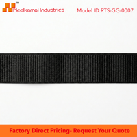 Ruban tissé 100% polyester noir gros-grain 25 mm, 50 mètres, résistant au rétrécissement, pour garniture d'uniformes, colliers pour animaux de compagnie et fabrication de ceintures