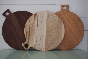 Acacia Wood Paddle Cutting Board with Handle Round Serving Board Solid Wood <b>Kitchen</b> Chopping Board OEM Supplier - Product Image 5