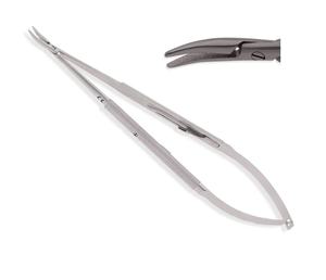HASIBI NAQIBI SURGICAL CORPORATION HNSC-S-0010 Portaagujas Micro Curvo de 7.25" con Punta TC y Mango de Bloqueo, Instrumento de Acero Inoxidable - Product Image 1