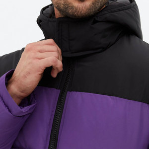 <b>Men's</b> <b>Purple</b> Hooded Puffer Jacket Windproof Winter Coat With Zipper Casual Style Regular Fit Polyester Filling - Product Image 5
