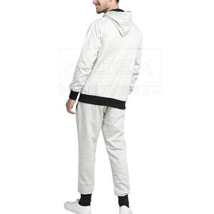 Chándal con Capucha Blanco para Hombre, Cierre Completo, Color Sólido, Ropa Deportiva Informal, Transpirable, de Poliéster y Algodón, Corte Regular, Estilo Otoñal - Product Image 2
