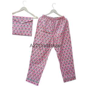 ชุดนอนผ้าฝ้ายแท้ 100% พิมพ์ลายบล็อกด้วยมือ คอกลม นุ่มสบาย หรูหรา โรแมนติก ขายดี สำหรับผู้หญิงและเด็กผู้หญิง - Product Image 3