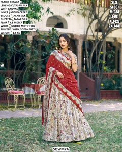 Lehenga Choli en soie orné Eclipse pour femmes - Tenue de soirée traditionnelle longue jusqu'au sol - Product Image 5