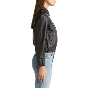 Custom Oversized <b>Women</b> <b>Leather</b> Jacket Genuine Sheepskin Biker Motorcycle Coat Outerwear Streetwear Fashion Apparel <b>Top</b> - Product Image 3