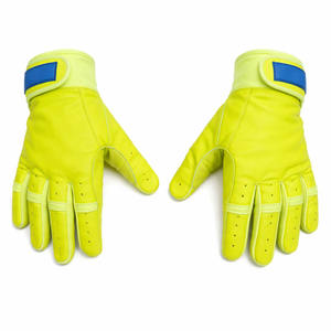 Guantes de bateo de béisbol de cuero de vaca genuino de alta calidad en Color verde fluorescente Diseño de puño corto Guantes de Venta caliente - Product Image 5