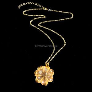 AAA <b>Peach</b> Moonstone Flower Charm Pendant Hand Carved Crystal Flower Necklace for Women Gemstone Pendant Birthday Gift Handmade - Product Image 3