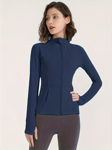 Veste de yoga pour femme, design avant-gardiste, nouvelle collection, coupe classique, respirante, extensible, en spandex/nylon, idéale pour la course à pied, la gym et le fitness. - Product Image 2