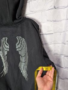 Sudadera con capucha y cremallera, con logotipo personalizado, de peso pesado, extragrande, con efecto desgastado por el sol y lavado ácido, con remaches, estilo punk urbano - Product Image 6