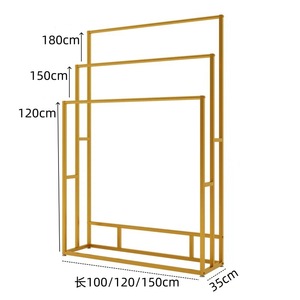 Étagère de présentation moderne en métal doré poli, sur pied, à 1 niveau, pour magasin de vêtements, avec étagères réglables - Product Image 6