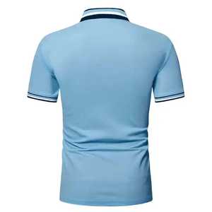 Polo de Manga Corta Azul Claro para Hombre, Color Sólido, Jersey de Algodón, Ropa Casual, Diseño Transpirable de Punto - Product Image 2