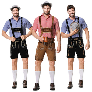 ชุดบาวาเรียนสำหรับเทศกาล Oktoberfest สำหรับผู้ชาย ประกอบด้วยเสื้อเชิ้ตลายสก็อต กางเกงขาสั้นหนังทอ สายเอี๊ยม หมวกปักลาย สไตล์ลำลองสำหรับฤดูร้อน น้ำหนัก 480 กรัม - Product Image 2