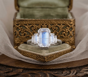 Anillos de Esmeralda Hechos a Mano de Alta Calidad, Anillos Ajustables Abiertos con Forma de Piedra Lunar Retro, Chapados en Oro, con Piedras Facetadas para Mujer - Product Image 2