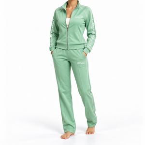Custom Distressed Embroidery Cropped Streetwear High Quality Zip up Two Piece <b>Sweatpants</b> and Hoodie Set Joggers <b>Women</b> Tracksuits - Product Image 5