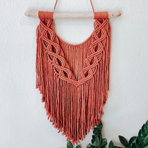 Rosa hecho a mano bohemio macramé rectángulo pared colgante decoración 100% algodón artesanía arte por JNC macramé - Product Image 4