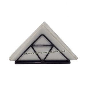 Porte-serviettes en fil métallique de luxe avec logo personnalisé organisateur de boîte à mouchoirs en triangle pour la maison - Product Image 2