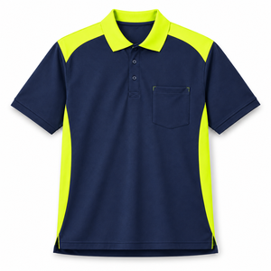 Polo à manches courtes blanc et bleu marine avec poche poitrine et empiècements contrastants – Tenue de travail, uniforme d'équipe, vêtement de club - Product Image 2