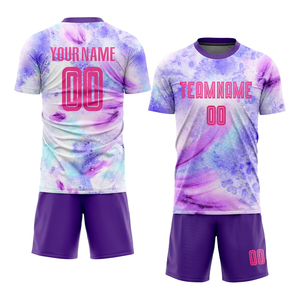 Ensemble de maillots de football personnalisés sublimés, dégradé violet, unisexe adulte, respirant, manches courtes, coupe athlétique, uniforme de football - Product Image 3