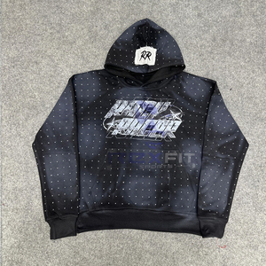 Distressed Hoodie Rhinestone <b>Zip</b> <b>up</b> <b>Jacket</b> Acid Wash Adjustable Price Trending Style Pink Zipper Men Fleece Streetwear Hoodie - Product Image 1