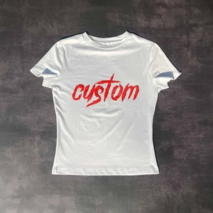 <b>Women's</b> Summer Jersey Vintage Print Washed Loose Fit Crop Top <b>Shirts</b> Custom Cotton <b>Short</b> <b>Sleeve</b> Casual T-<b>Shirts</b> - Product Image 1