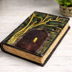 Green Witch Grimoire Genuine Leather <b>Book</b> of Shadows with Fairy Door Handmade Pagan Occult Journal 8x6 Inch Graduation New Year - Product Image 2