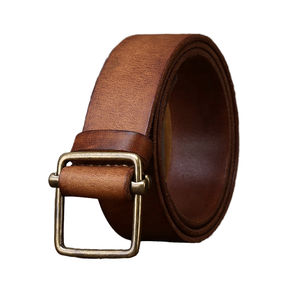 Cinturones de Jeans Casuales de Lujo para Hombre, Estilo Vintage, Ecológicos, con Hebilla de Pin, Nuevo Diseño SIN Agujeros, Aleación Sólida, 100% Cuero Vacuno Genuino - Product Image 1