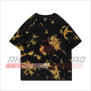 T-shirt à manches courtes pour homme, coupe ample, tie-dye, coton, col rond, motif logo sur le devant, coupe classique - Product Image 3