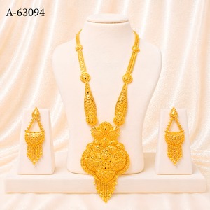 MOLL JEWELLERS Elegant Ethnic Gold Plated Zinc Alloy Wedding Women's Necklace Set Long <b>Tassel</b> Pendant <b>Earrings</b> A-63093 - Product Image 2