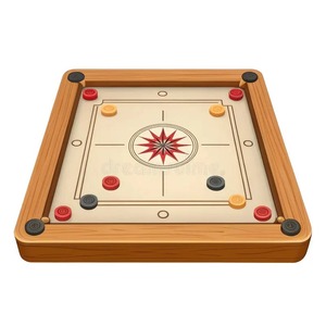 Jeu de Carrom en Bois, Forme Carrée, Table de Jeu Portable avec Disques Rouges, Jaunes et Noirs, Jeu de Dextérité pour 2 Joueurs - Product Image 1