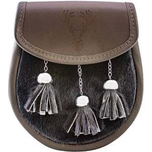 Bolsa de Cuero Genuino Eoin Winston Sports con Diseño Tartán Escocés, Borlas con Emblema del Nudo Celta y Forro de Piel Marrón - Product Image 2