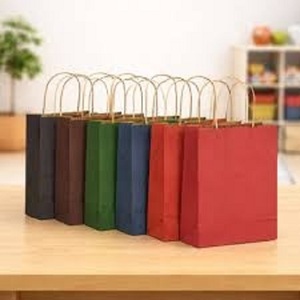 Bolsas de Regalo de Papel Multicolores con Asas de Papel Trenzado, Bolsas de Compras para Empaquetado de Comestibles y Venta Minorista - Product Image 2