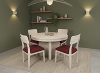 Ensemble de table basse ronde moderne en frêne massif avec 4 chaises - Meubles de salon durables, faciles à nettoyer et légers