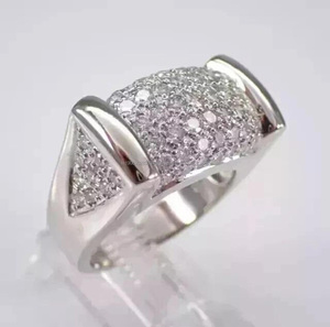 Men's 925 <b>Sterling</b> <b>Silver</b> Rhodium Plated Hip Hop Style Pave <b>Set</b> Round Brilliant Cut Moissanite Diamond Engagement Wedding <b>Ring</b> - Product Image 3