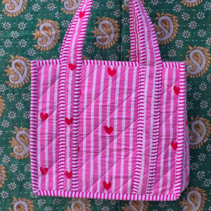 กระเป๋าใส่อาหารกลางวันผ้าฝ้ายลายควิลท์ กระเป๋าถือลายดอกไม้พิมพ์ลายนามธรรม กระเป๋าช้อปปิ้งลายบล็อกพิมพ์ กระเป๋าชายหาด กระเป๋าเดินทาง และกระเป๋าสะพายไหล่ - Product Image 1