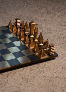 Pièces d'échecs modernes en métal, élégantes, vente en gros, design contemporain haut de gamme, jeu de stratégie de luxe - Product Image 2