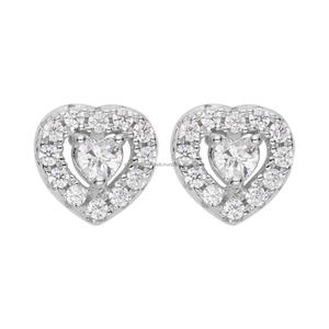 Boucles d'oreilles modernes en forme de cœur avec diamants de laboratoire, en argent sterling 925, bijoux de luxe haut de gamme - Product Image 1