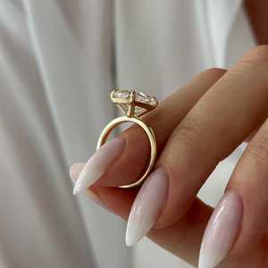 5 Carat Elongated Cushion Diamond <b>Solitaire</b> <b>Ring</b>, 14k Yellow Gold Minimalist Engagement <b>Ring</b>, IGI Certified - Product Image 4