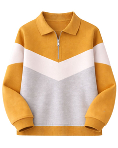 Sudadera Unisex con Bloques de Color y Cierre de Cremallera, Corte Regular, Cuello de Solapa Tejido, Estilo Casual de Otoño - Product Image 1