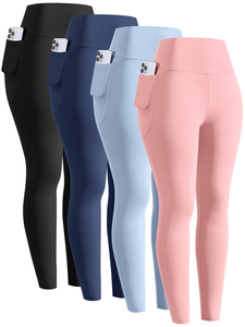High Waist Full Length <b>Yoga</b> Leggings <b>With</b> <b>Pockets</b> Solid Color Seamless Stretch <b>Pants</b> Women's Workout Gym Wear - Product Image 1