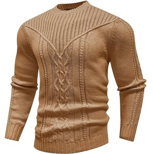 Pull thermique en maille à col rond pour homme, coupe ajustée, anti-boulochage, en acrylique, à manches longues, idéal pour l'hiver - Product Image 1