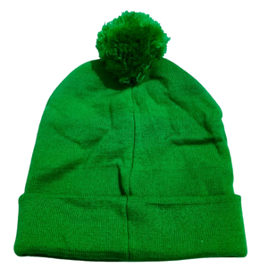 Customized Green Hand Knitted Beanie <b>Hat</b> Pom Pom Unisex Adult Winter Casual <b>Cap</b> Polyester/Cotton Solid Color Letter Pattern - Product Image 3