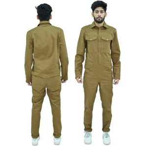Combinaison de travail personnalisée en coton olive pour mécanicien, kaki, à manches longues, pour atelier, vêtement de protection pour homme, combinaison de sécurité - Product Image 2