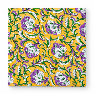 Tela de Voile de Algodón Peinado 60S60S Ligera con Estampado Floral Hecho a Mano Pinksa, Multiusos, Amarillo Rajasthan y Azul - Product Image 3