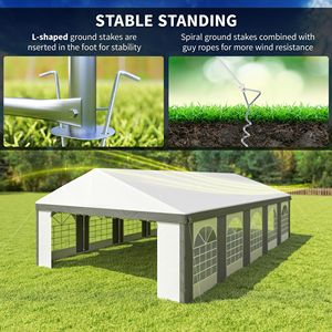 Heavy-Duty 20FT X 33FT Wedding <b>Tent</b> Outdoor Party Carport Garage Patio Gazebo <b>Canopy</b> Sidewall Gray Color Made Durable Polyester - Product Image 6