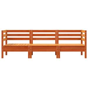 Divano da Giardino Modulare in Legno di Pino Massiccio Cerato Marrone, Set 3 Posti - Product Image 4