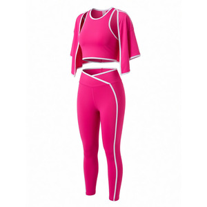 Premium Seamless Women's <b>Yoga</b> <b>Set</b> 3-Piece Activewear Breathable Cotton/Polyester/Spandex Customizable High Quality Fitness Gym - Product Image 1