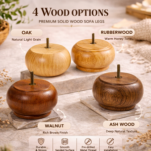 Pata de Mueble Redonda Corta de Madera Maciza, Diseño Moderno Minimalista para Sofá, Gabinete, Mesa de Centro, Repuesto OEM - Product Image 1