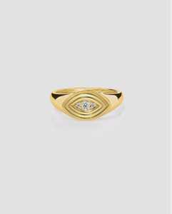 Bagues Chevalières Œil Maléfique en Diamant de Laboratoire, Or Massif 14K 18K, Coupe Marquise, Bagues Minimalistes Quotidiennes et Tendance, Prix d'Usine, Vente en Gros - Product Image 1