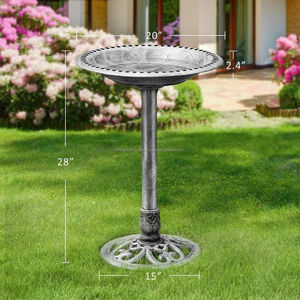 Bain d'oiseaux en métal de qualité supérieure, décoratif pour jardin extérieur, sur piédestal, durable, finition résistante à la rouille, pour l'aménagement paysager de jardin. - Product Image 1